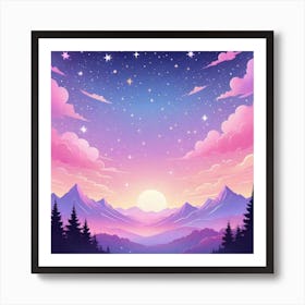 Sky With Twinkling Stars In Pastel Colors Square Composition 299 Art Print