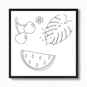 Fruit Coloring Page Art Print