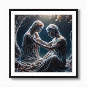 Two Lovers In The Forest Art Print