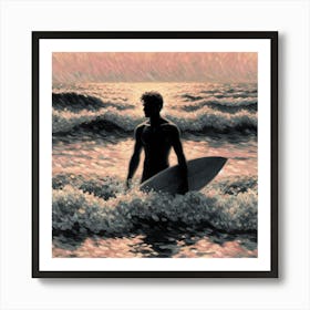 Handsome Surfer Art Print