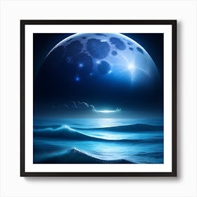 Full Moon Over The Ocean 2 Art Print