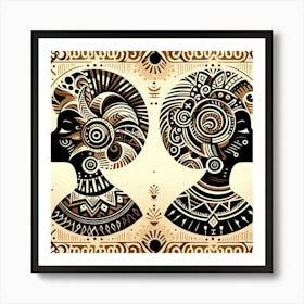 Tribal African Art Women silhouettes 2 Art Print