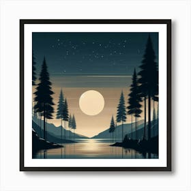 Moonlight In The Forest Art Print