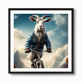 Goat Riding A Bike Art Print