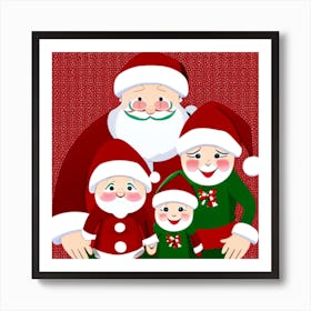 Santa Claus Family 3 Art Print