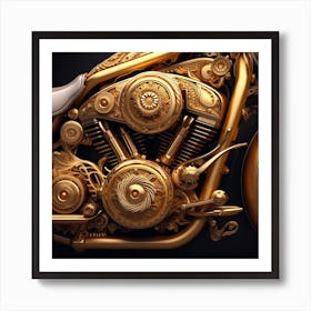 Golden Motorcycle Art Print