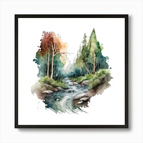 Watercolor Of The Forest Art Print