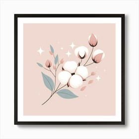 Cotton Flower branch, Vector art 5 Art Print