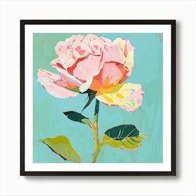 Rose 7 Square Flower Illustration Art Print