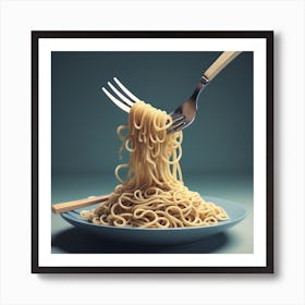 Fork And Noodles Art Print