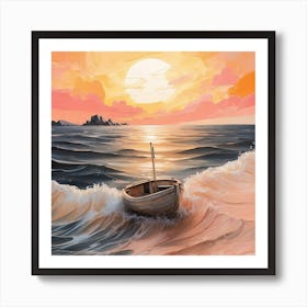 Boat At Sunset Canvas Print Art Print