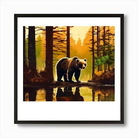 Brown Bear In The Forest Art Print