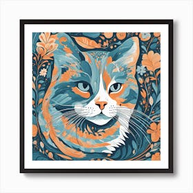 Cat With Flowers 2 Art Print