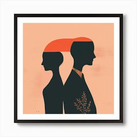 Silhouette Of A Man And Woman Art Print