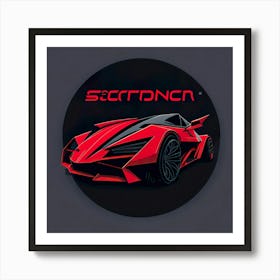 Car Red Artwork Of Graphic Design Flat (68) Art Print