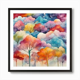 Colorful Trees Art Print