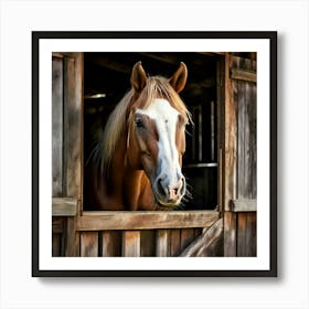 Head Purebred Equestrian Beauty Window Horse Shed Rural Farm Photo Horizontal Mare Hobby (7) Art Print