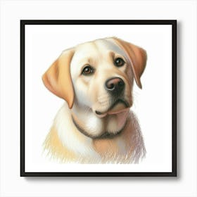 Yellow Labrador Retriever portrait in oil pastel 1 Art Print