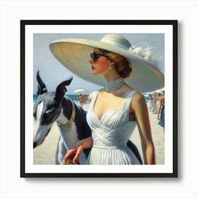 Lady And Her Dog Art Print