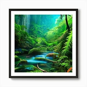 Craiyon 220104 Rainforest Landscape Art Print