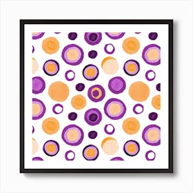 Circles Retro Tan Purple Art Print
