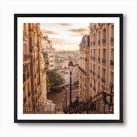 Montmartre Sunrise Paris Square Art Print