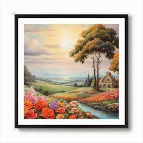 'Garden At Sunset' Art Print