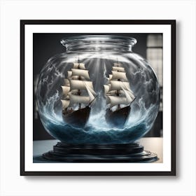 Two Ships In A Crystal Jar Digital Art. Art Print