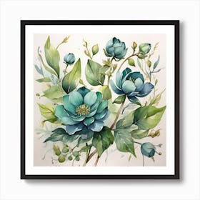 Blue Flowers 1 Art Print