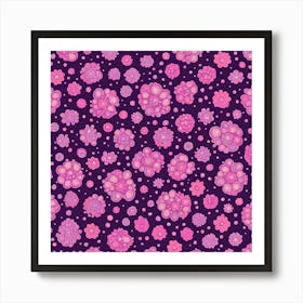 A Pattern Featuring Amoeba Like Blobs Shapes With Edges Rustic Purple And Pink, Flat Art, 128 Art Print