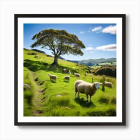 Grass Plant Day Scenic Tour Tourism Rural Green Farm Auckland Cute New Background Scener (7) Art Print