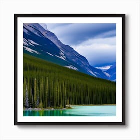 Mountain Lake In Banff National Park Art Print