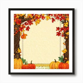 A Seasonal And Highly Detailed Illustration Featuring A Sun Dappled Oak Its Red And Brown Leaves Da (1) 1 Art Print