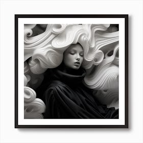 Woman With Wavy Hair Art Print