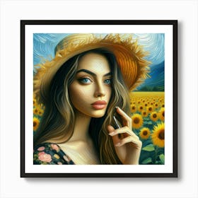 Sunflower Girl Art Print