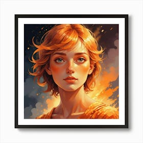 Girl With Orange Hair 1 Art Print