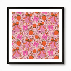 Strawberries And Bow Print Art Print