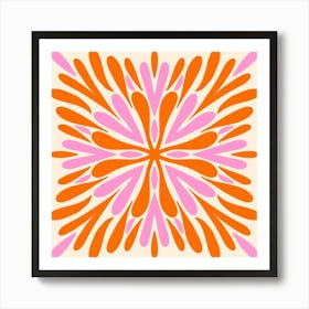 Modern Symmetry Petals Pink and Orange Art Print