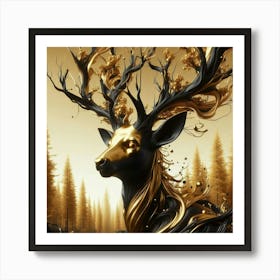 Gold Deer 1 Art Print