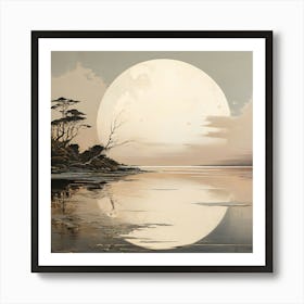 Full Moon Over Water art print 3 Art Print