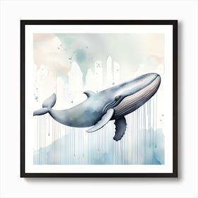 Whale Watercolor Dripping Art Print