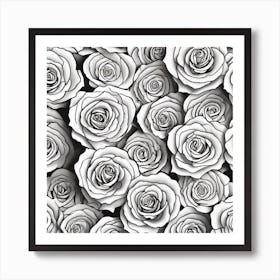 Black And White Roses 1 Art Print