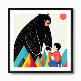 Bear With A Child 10 Art Print