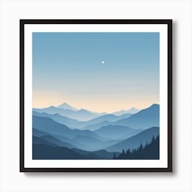 Misty mountains background in blue tone 102 Art Print