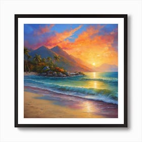 Sunset On The Beach 2 Art Print