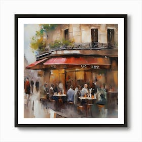 Paris Cafe.City of Paris. Cafes. Passersby, sidewalks. Oil colours.4 Art Print