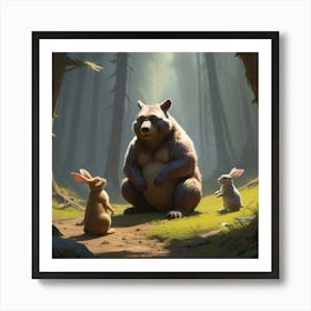 Bears In The Woods 1 Art Print