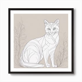 Minimalism Masterpiece, Trace In Cat + Fine Gritty Texture + Complementary Pastel Scale + Abstract + (1) Art Print