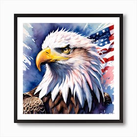 American Eagle with US Flag Art Print