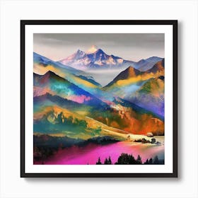 Rainbow Mountains Art Print